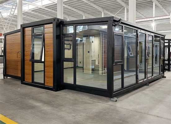 20ft braun erweitertes Containerhaus mit Glasvorhangwand